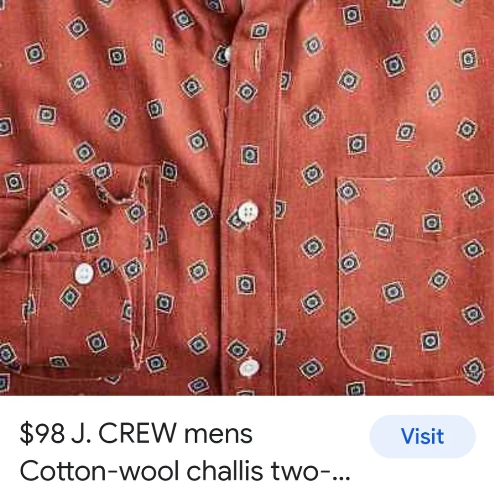 J.Crew Cotton Wool Challis two-pocket shirt  1 ea. 3 colors left Men's LG SO